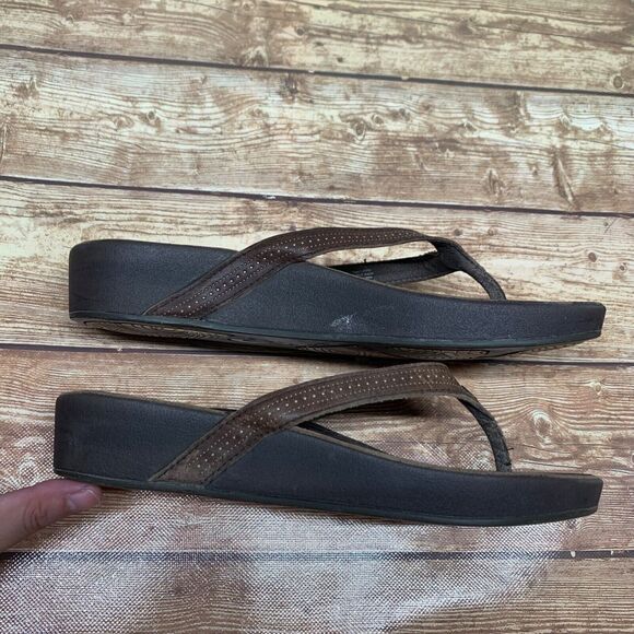 Olukai Ola Dark Java Dark Java Wedge Sandal Women's Size 8 EU 43 - Picture 2 of 11